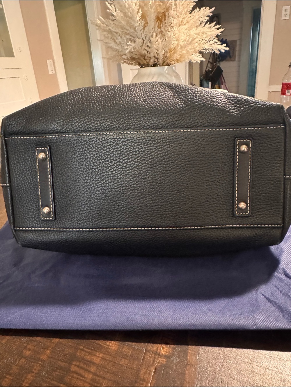 Dooney & Bourke Black Pebble Grain Leather Tote with Gold Hardware - Picture 4 of 7